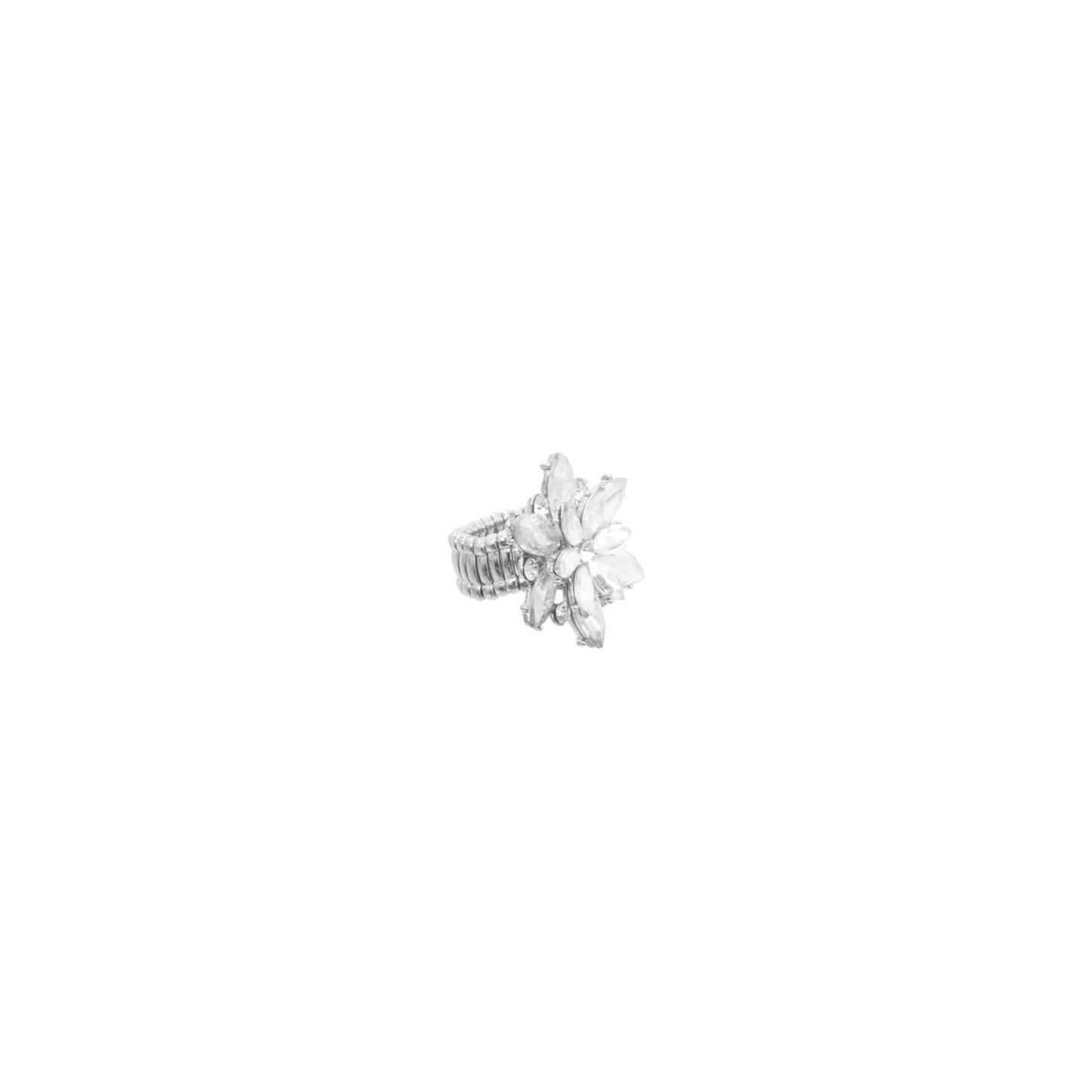 Rhinestone Flower Ring - Accessories