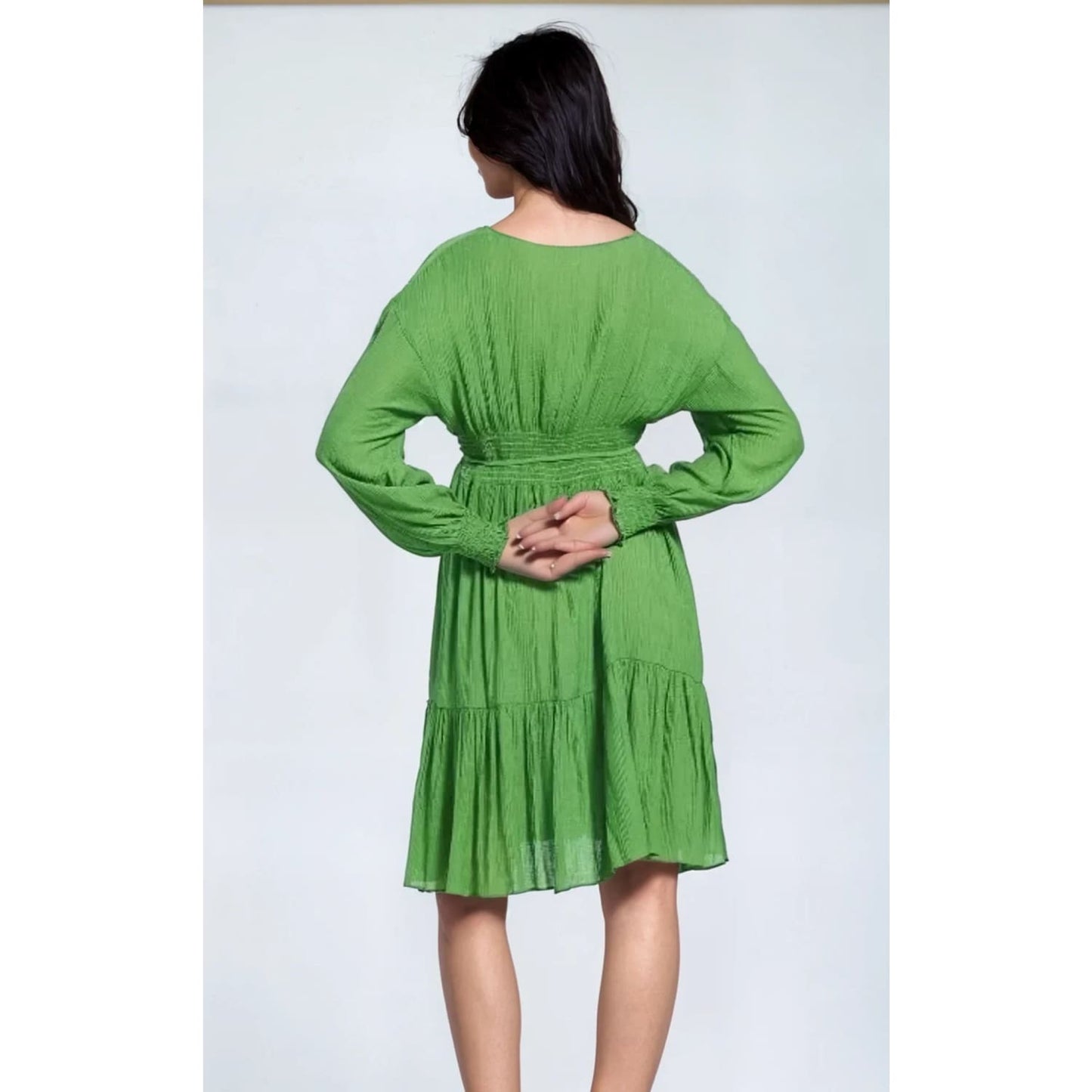 Belted Green Flare Dress - Womens