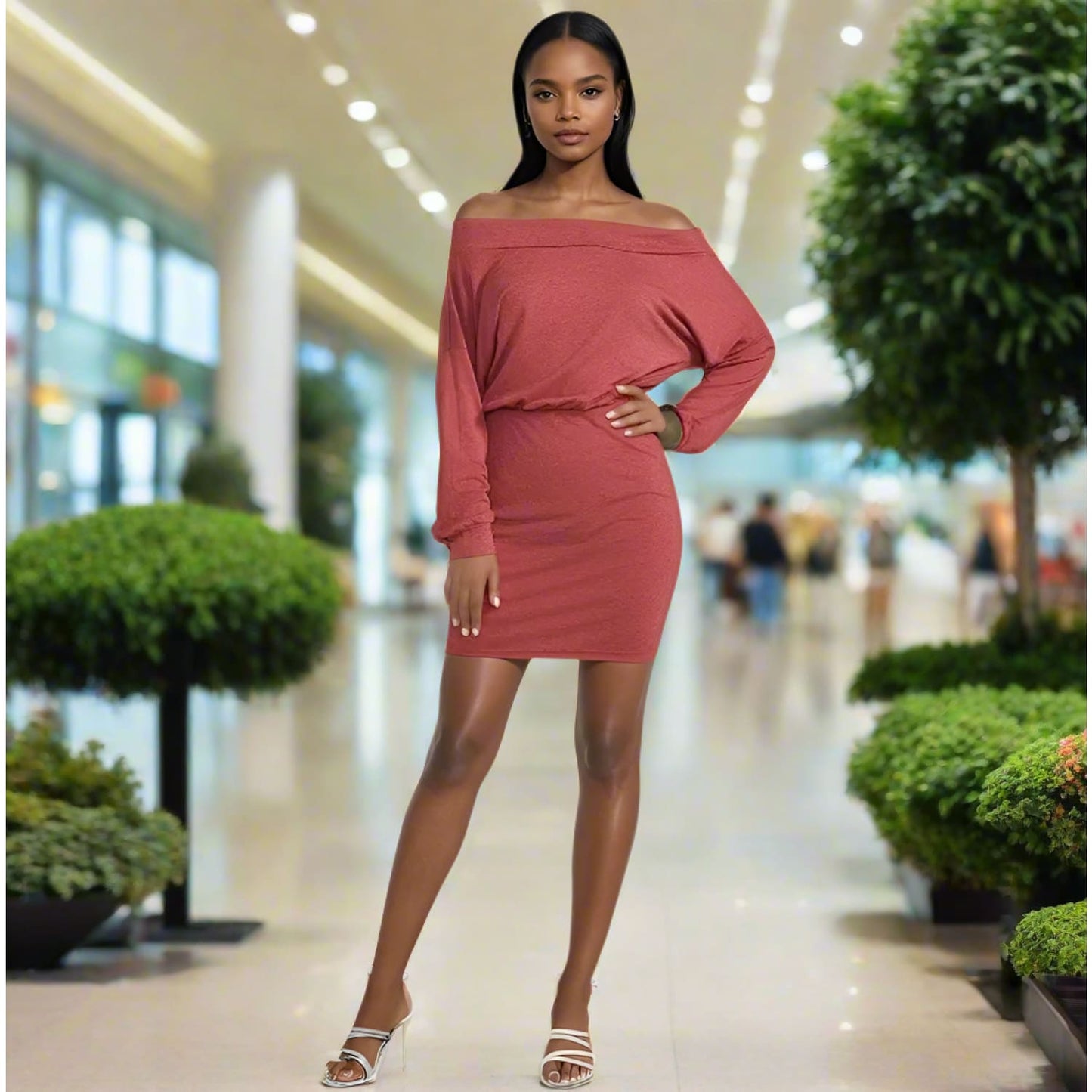 Casual Off Shoulder Dress - DRESSES