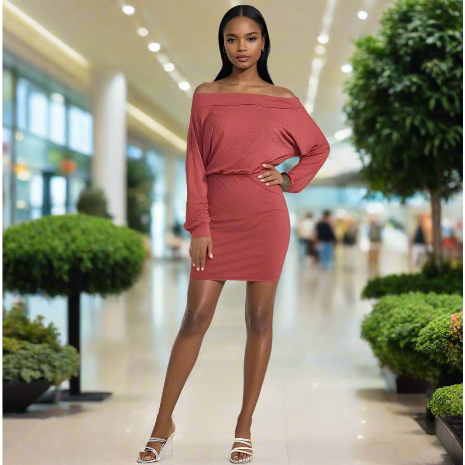 Casual Off Shoulder Dress - DRESSES