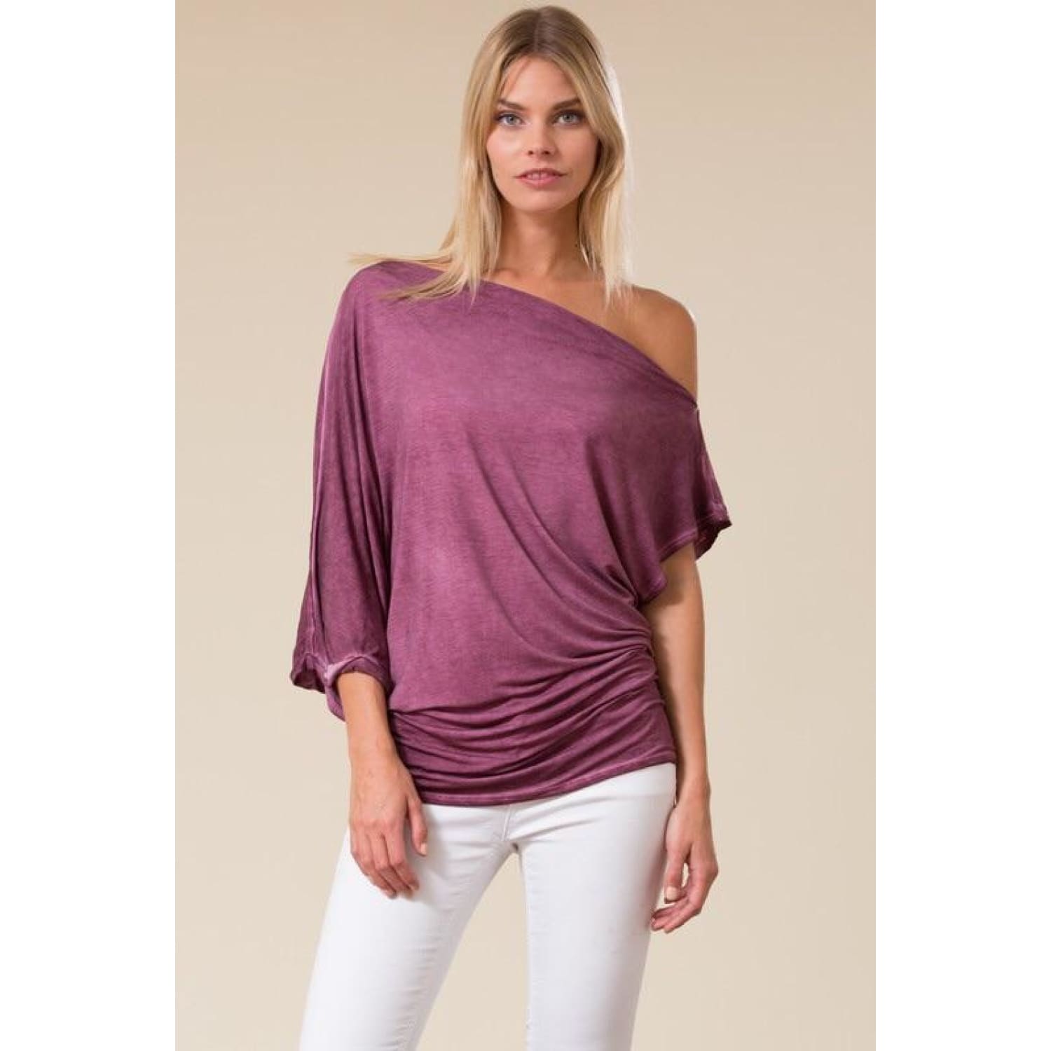 Asymmetrical Dolman Sleeve Tie Dye Tunic Top - Best YOU by HTS