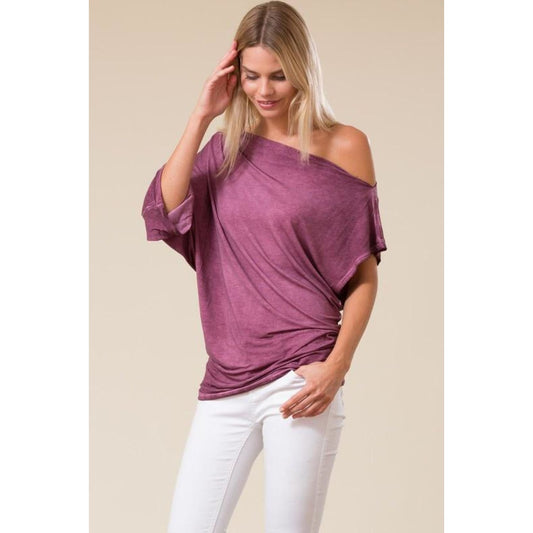 Asymmetrical Dolman Sleeve Tie Dye Tunic Top - Best YOU by HTS