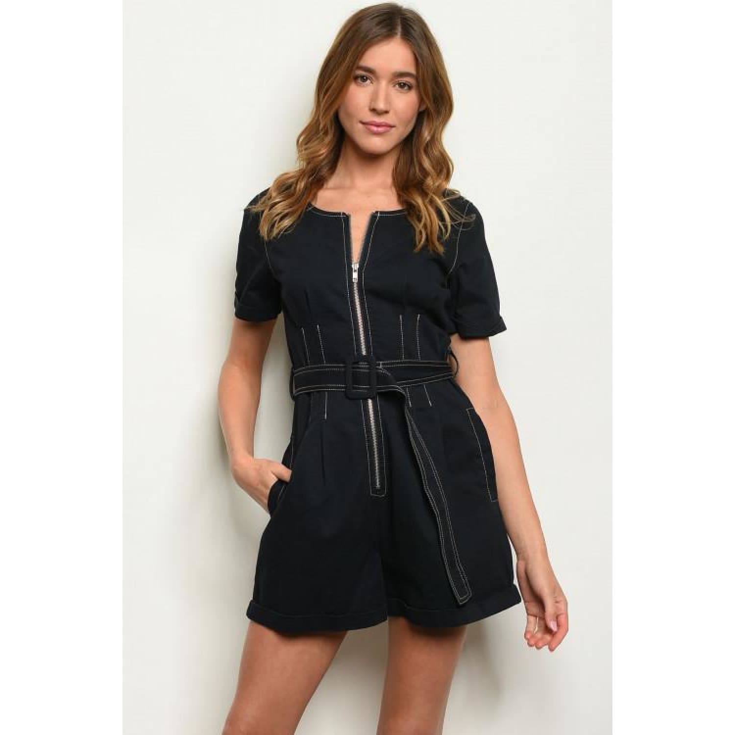 Belted Navy Romper - Best YOU by HTS