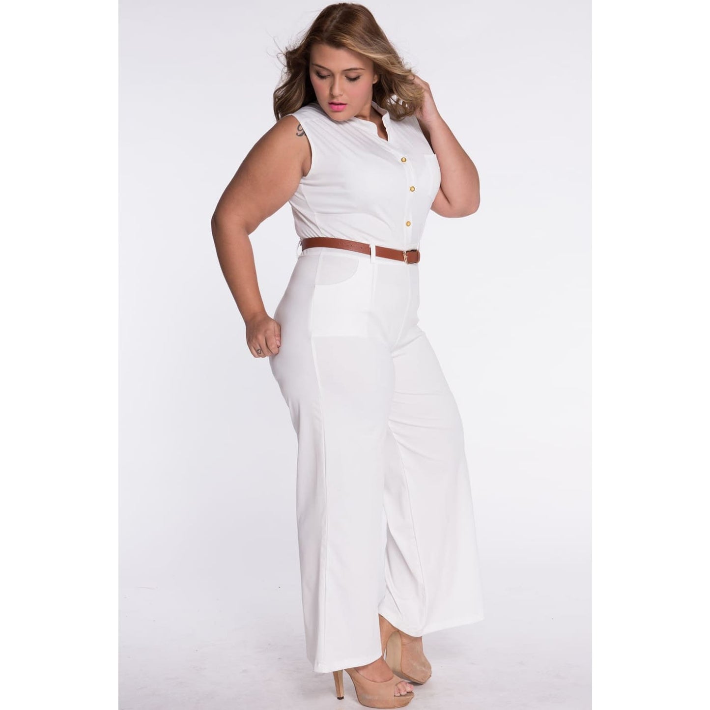 Belted Wide Leg Jumpsuit - OUTFITS