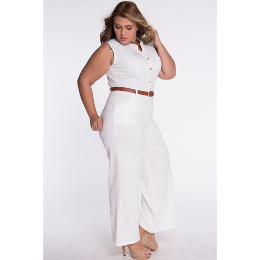 Belted Wide Leg Jumpsuit - OUTFITS