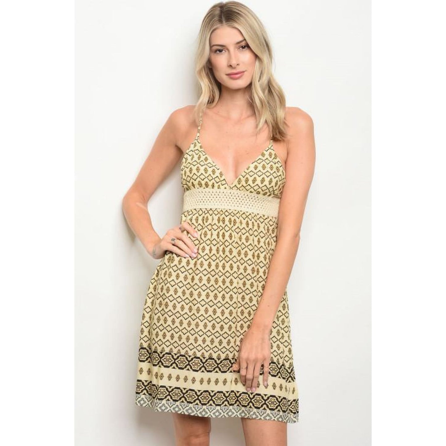 Black and Beige Summer Dress - DRESSES