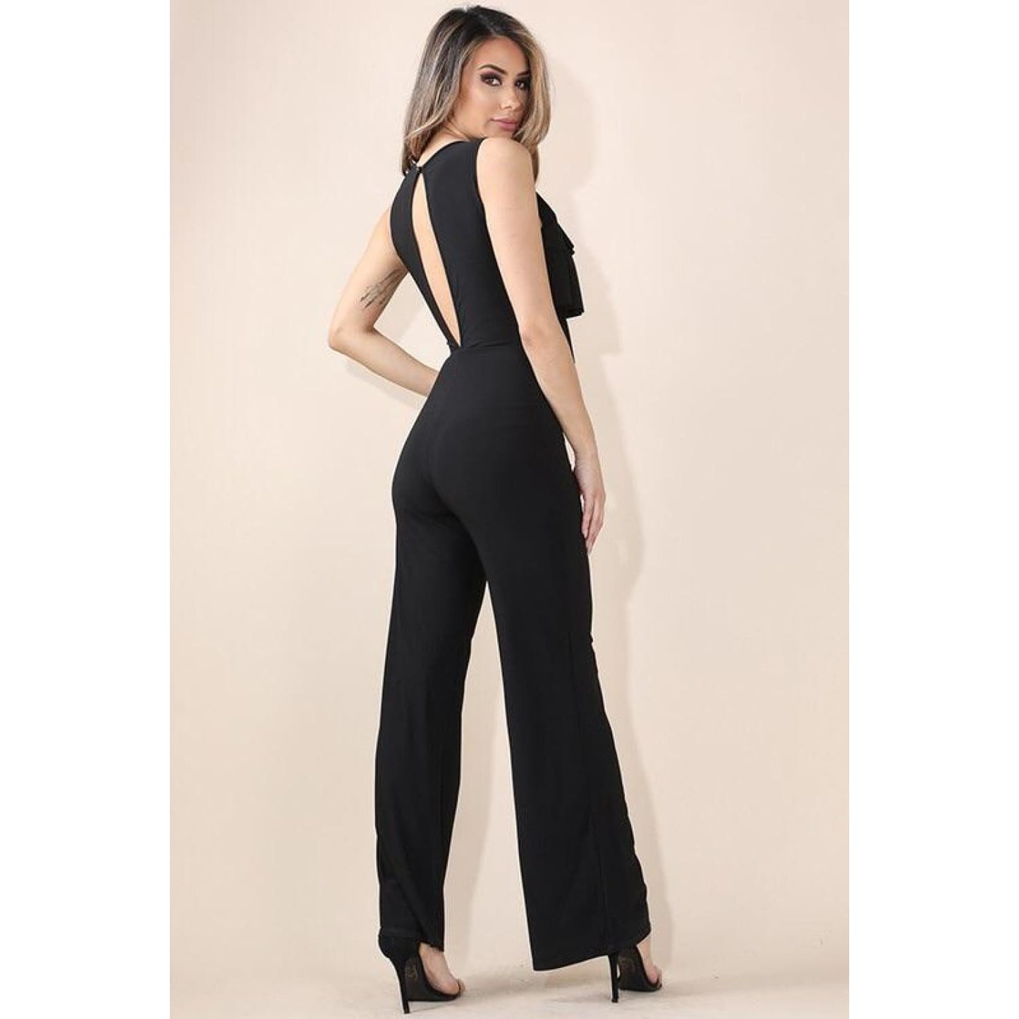 Black Layered Ruffle Jumpsuit - Best YOU by HTS