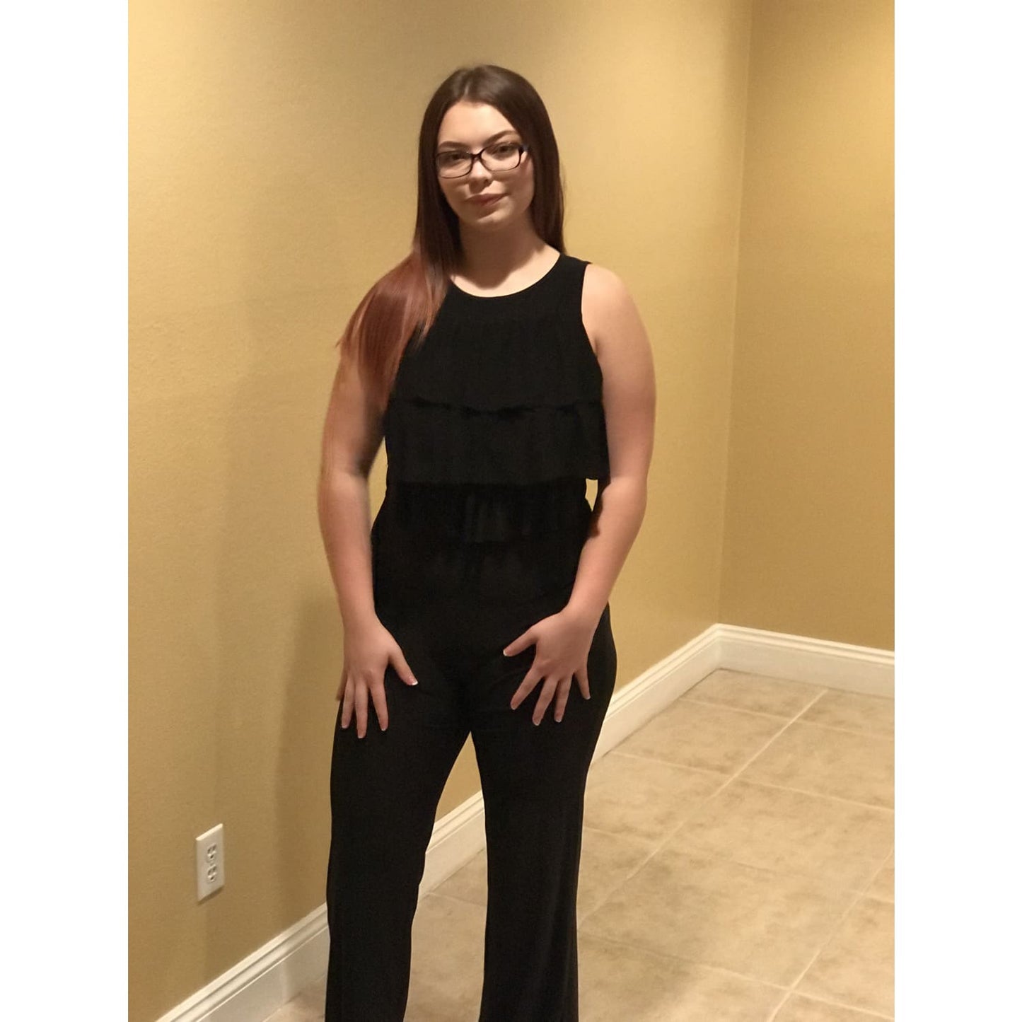 Black Layered Ruffle Jumpsuit - Best YOU by HTS