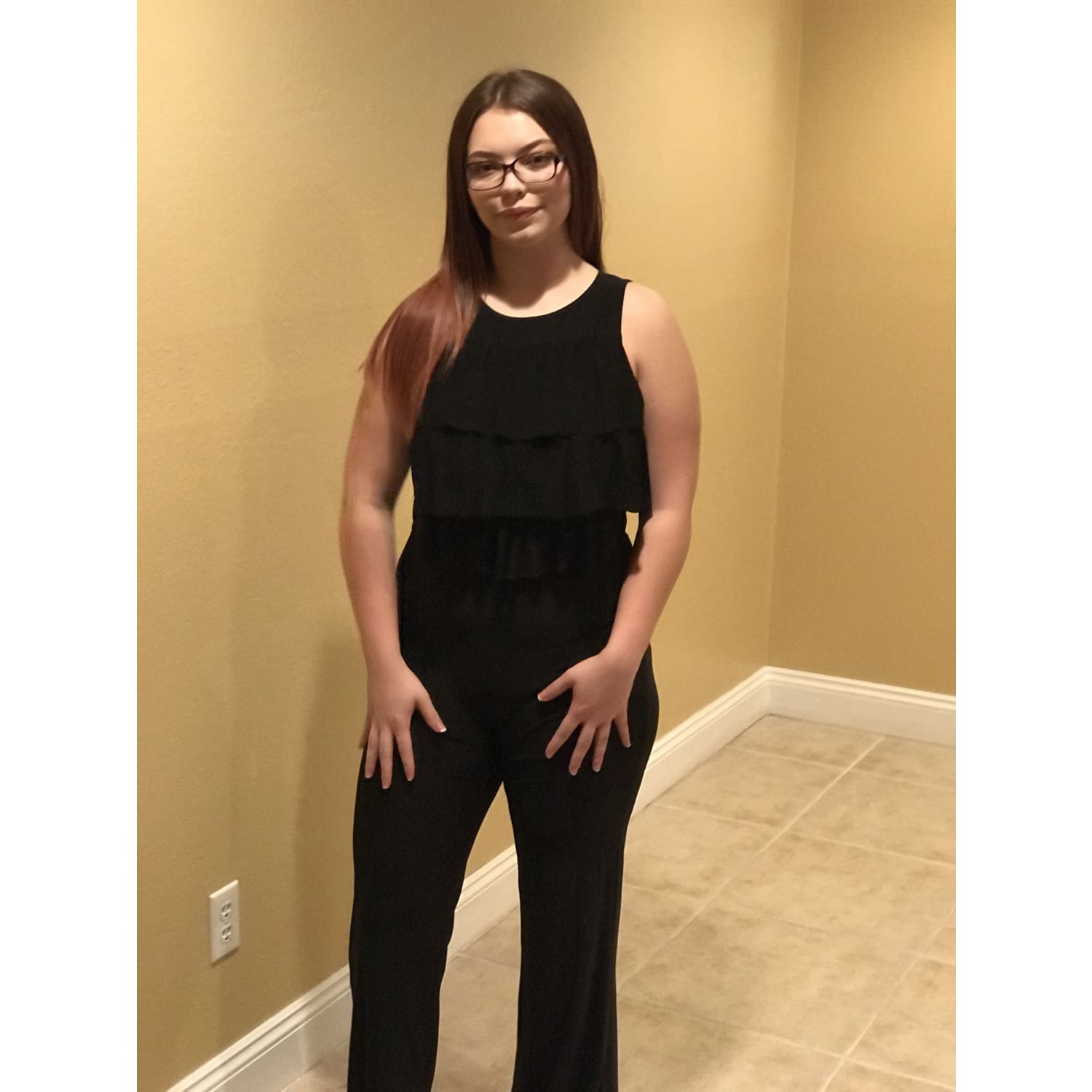 Black Layered Ruffle Jumpsuit - Best YOU by HTS