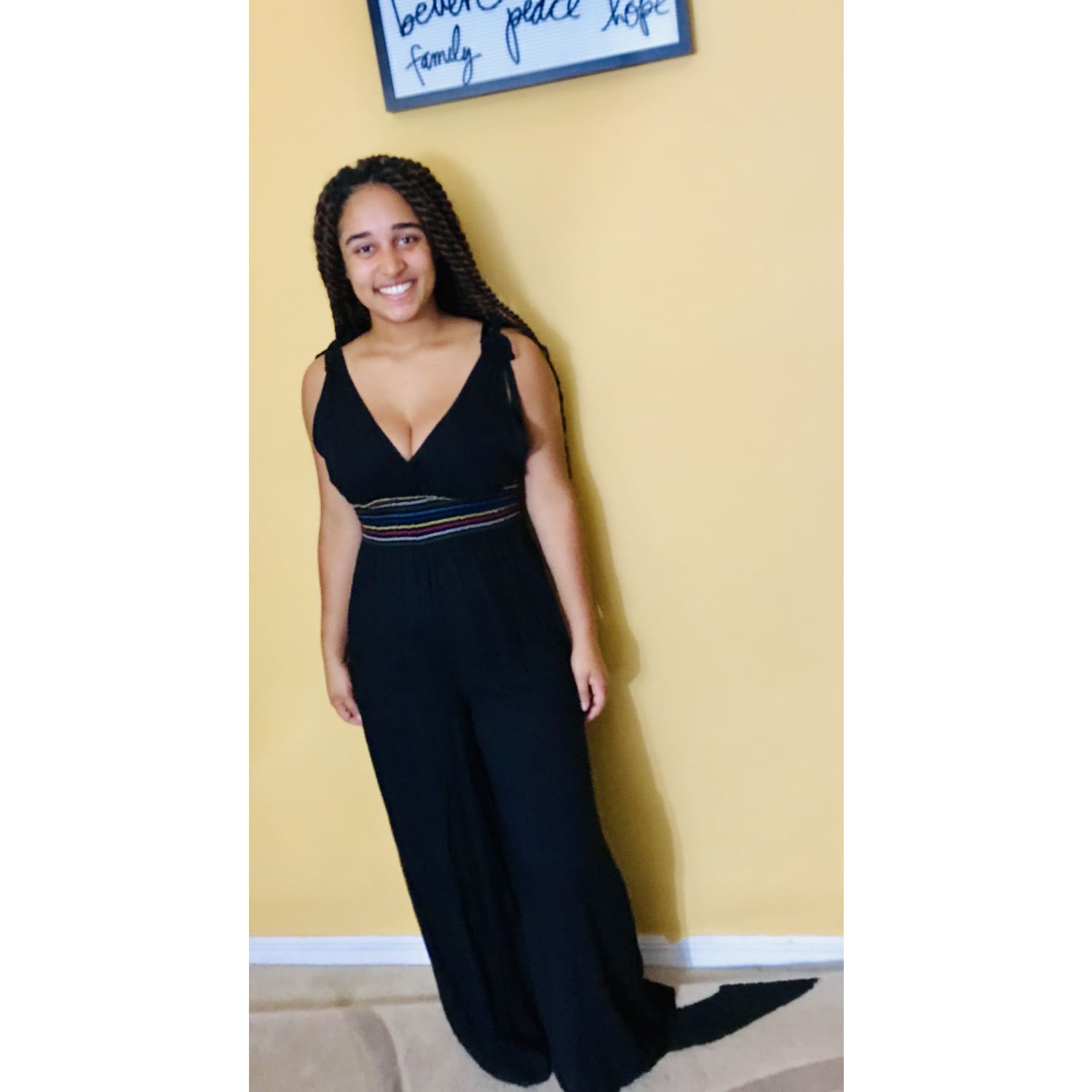 Black Wide Leg Waist Design Jumpsuit - OUTFITS