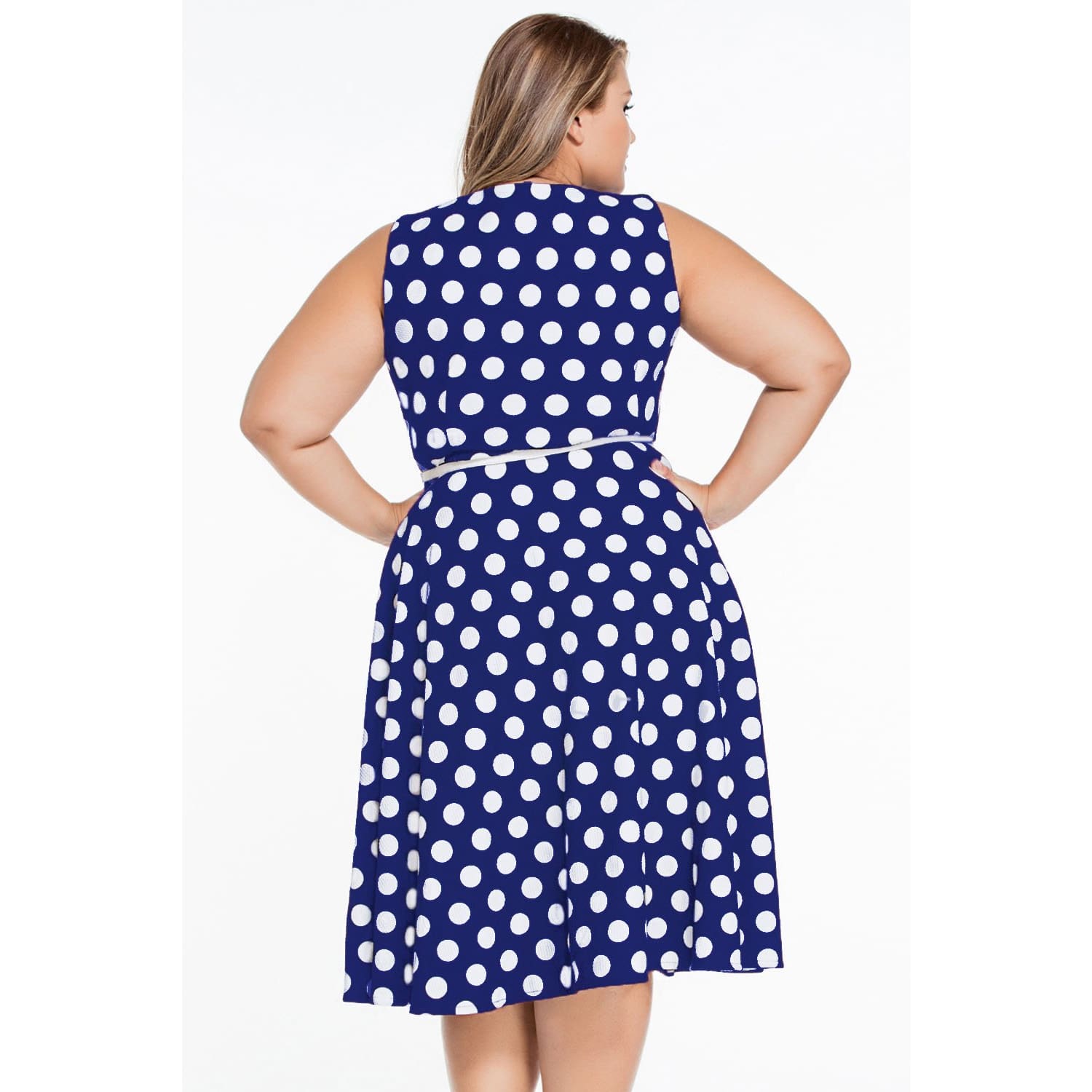 Blue Polka Dot Dress with Cut Outs - Best YOU by HTS