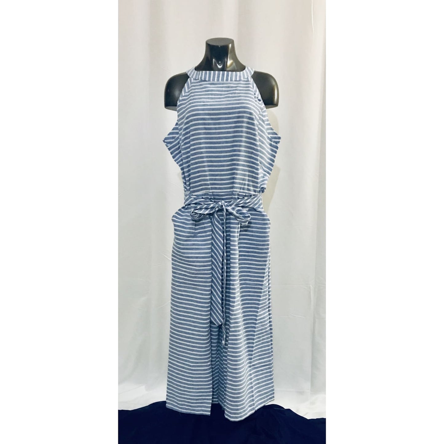 Blue Stripes Jumpsuit - Plus - OUTFITS