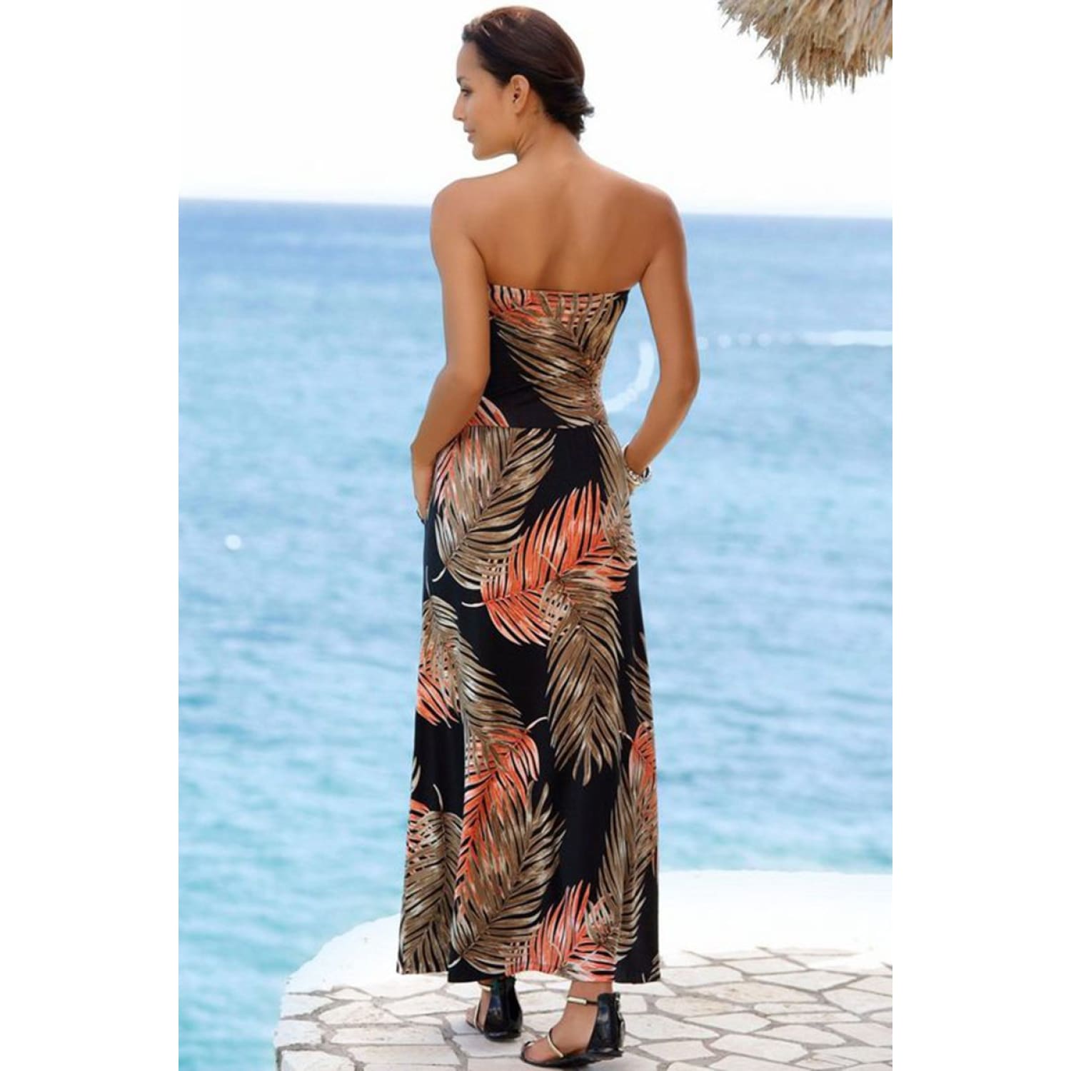 Bohemian Strapless Maxi Dress - DRESSES
