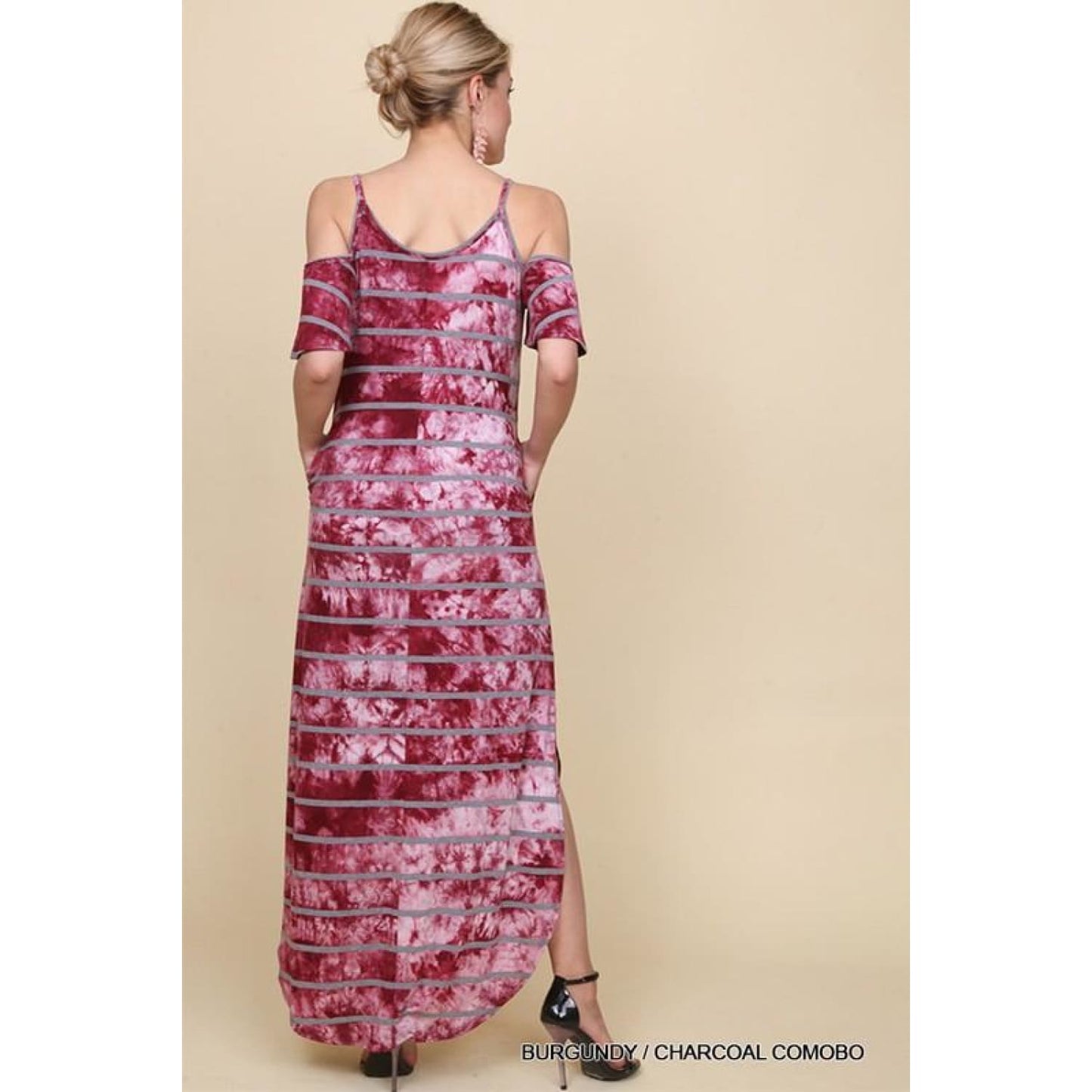 Burgundy with Charcoal Stripes Maxi Dress - Best YOU by HTS