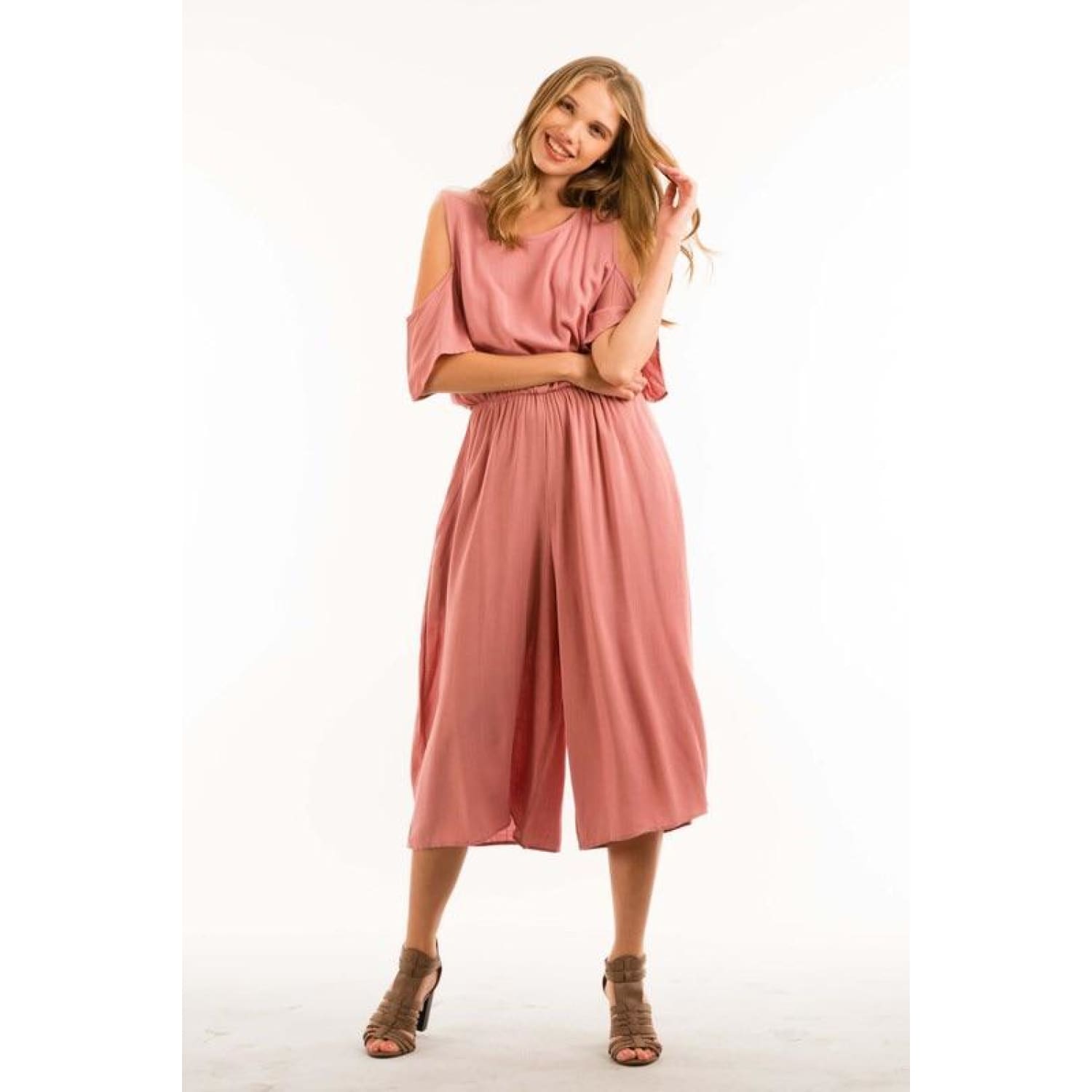 Cold Shoulder Culotte Jumpsuit - Best YOU by HTS