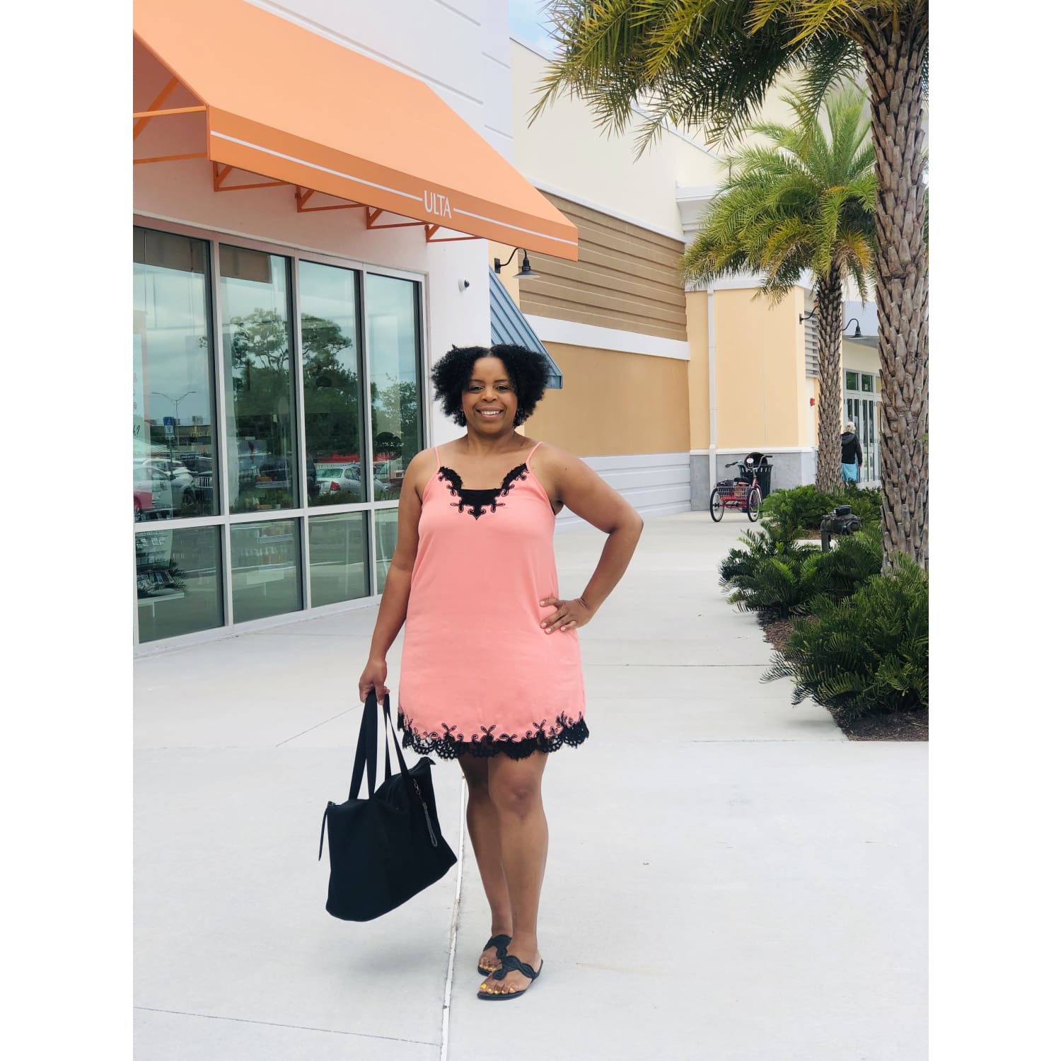 Coral Lace Trim Dress - DRESSES