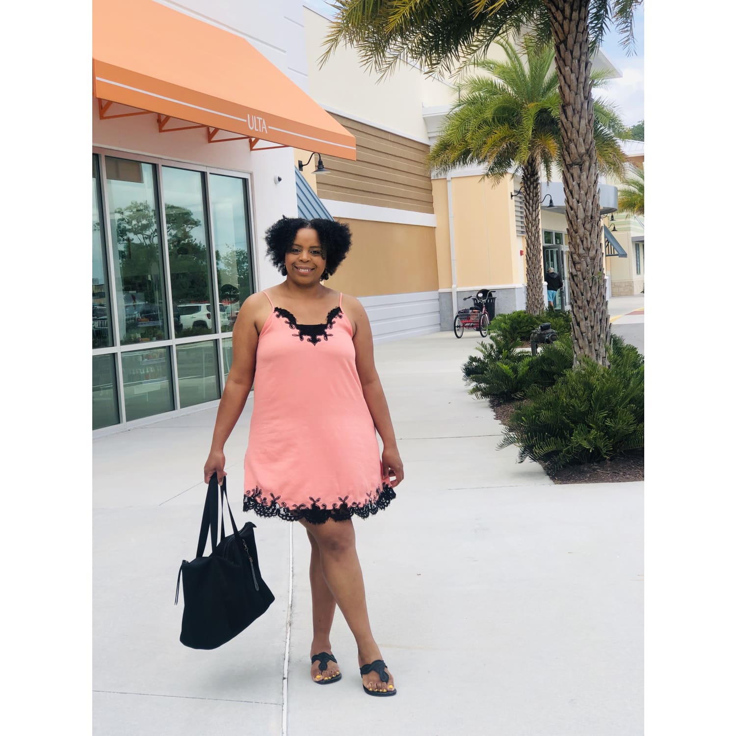 Coral Lace Trim Dress - DRESSES