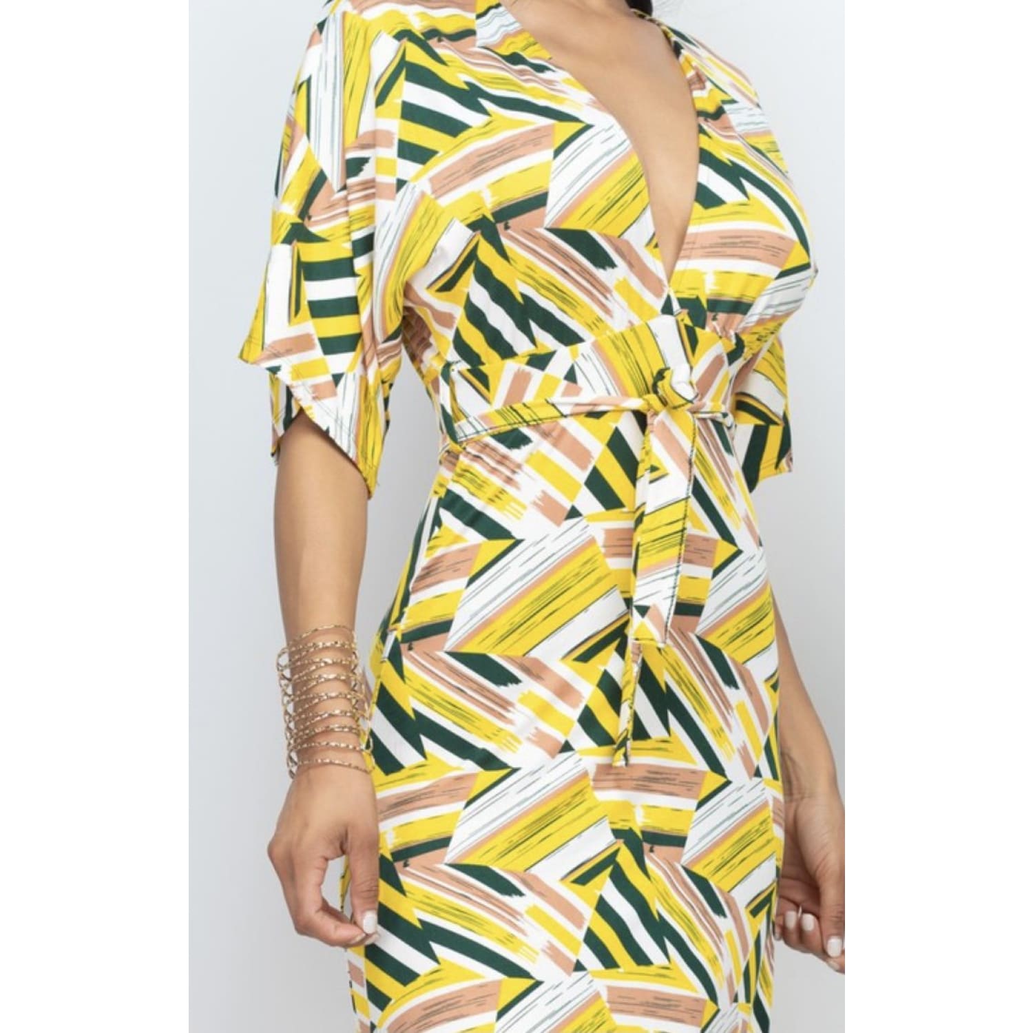 Deep V Cut Curvy Dress - DRESSES
