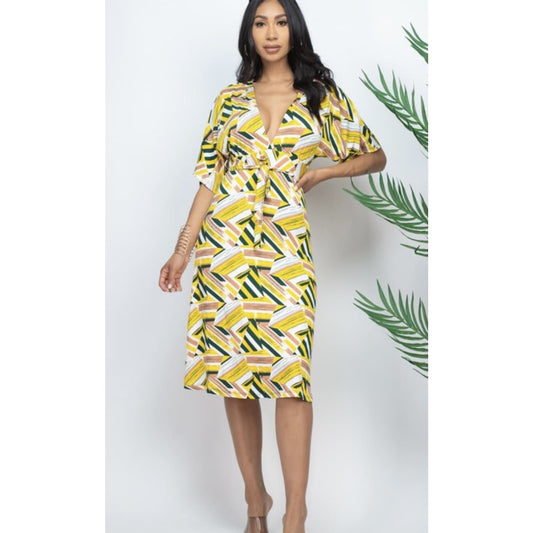 Deep V Cut Curvy Dress - DRESSES