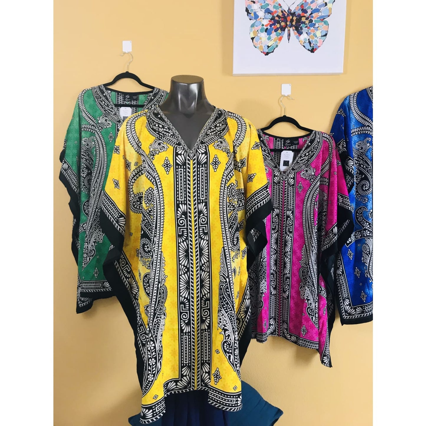 Ethnic Caftan Top - Yellow/Black - TOPS
