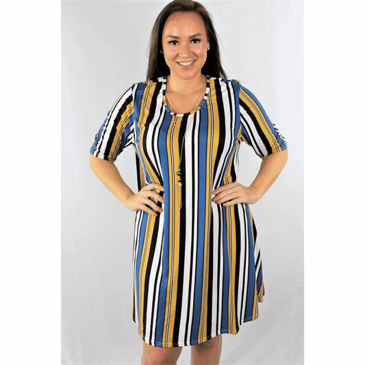 Plus Striped Trapeze Dress Best YOU by HTS DRESSES