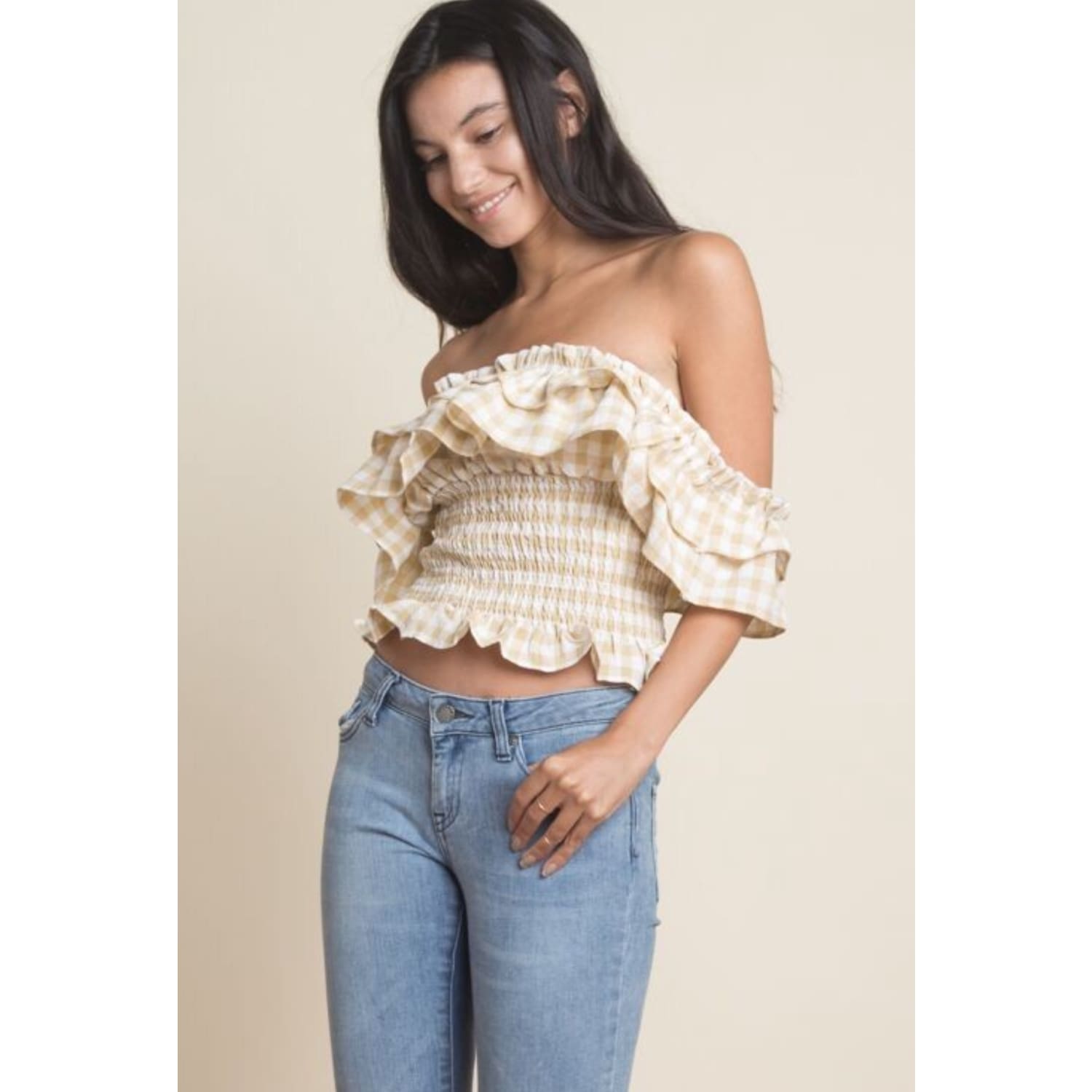 Gingham Off Shoulder Top - Best YOU by HTS