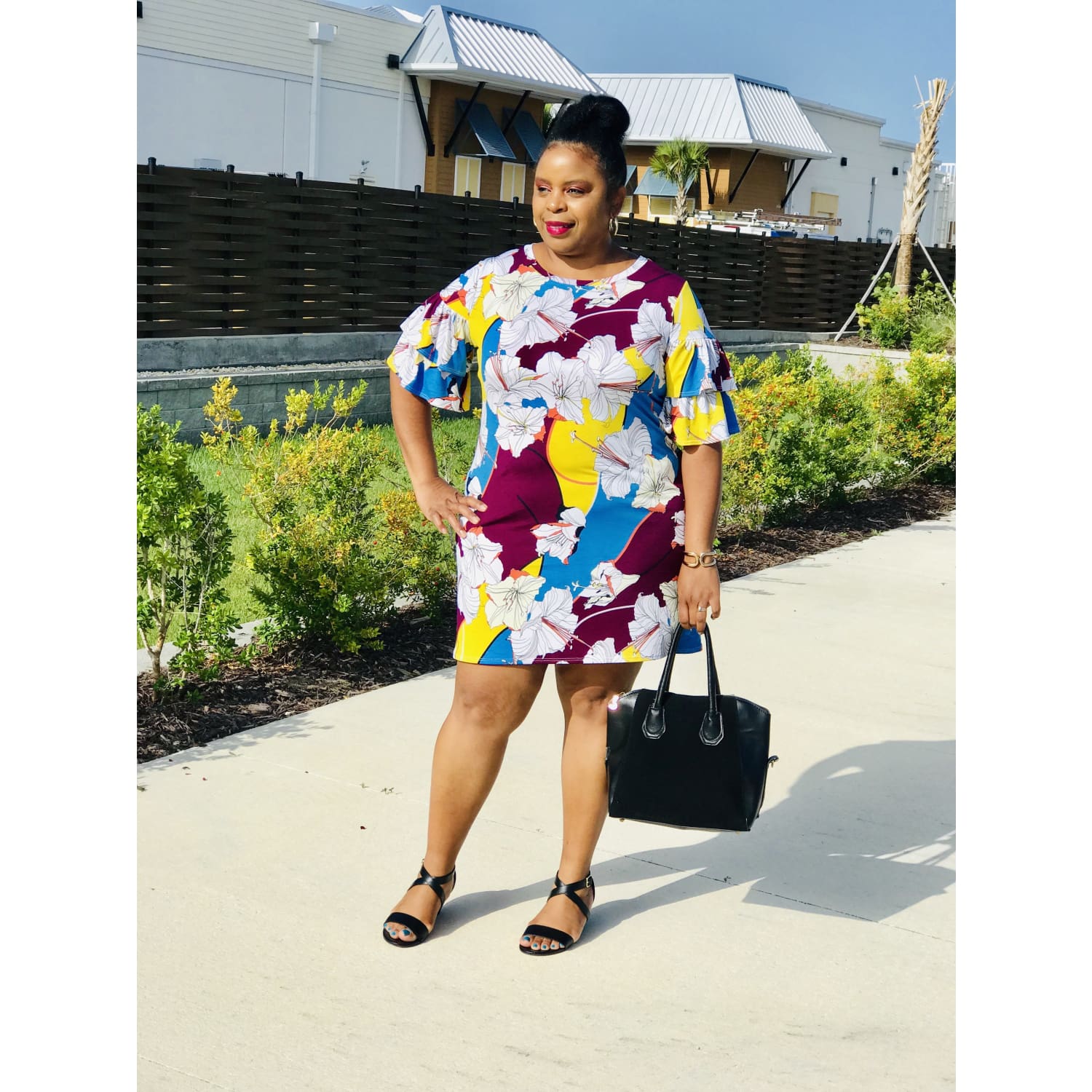 Layered Ruffle Sleeve Print Dress - Best YOU by HTS