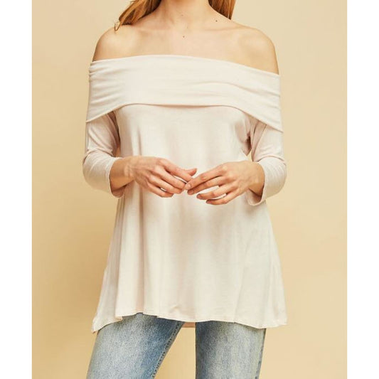 Natural Off Shoulder Top - TOPS