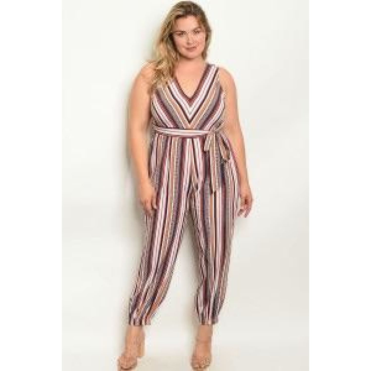 Navy Stripes Plus Jumpsuit - OUTFITS