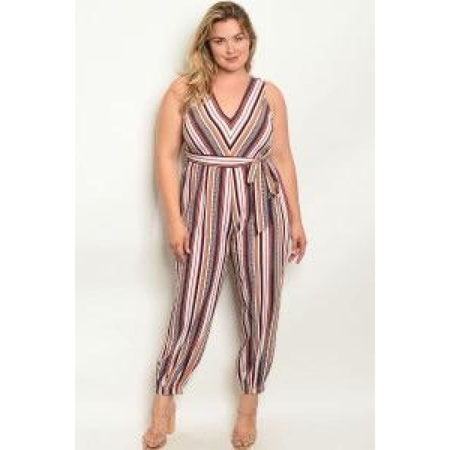 Navy Stripes Plus Jumpsuit - OUTFITS