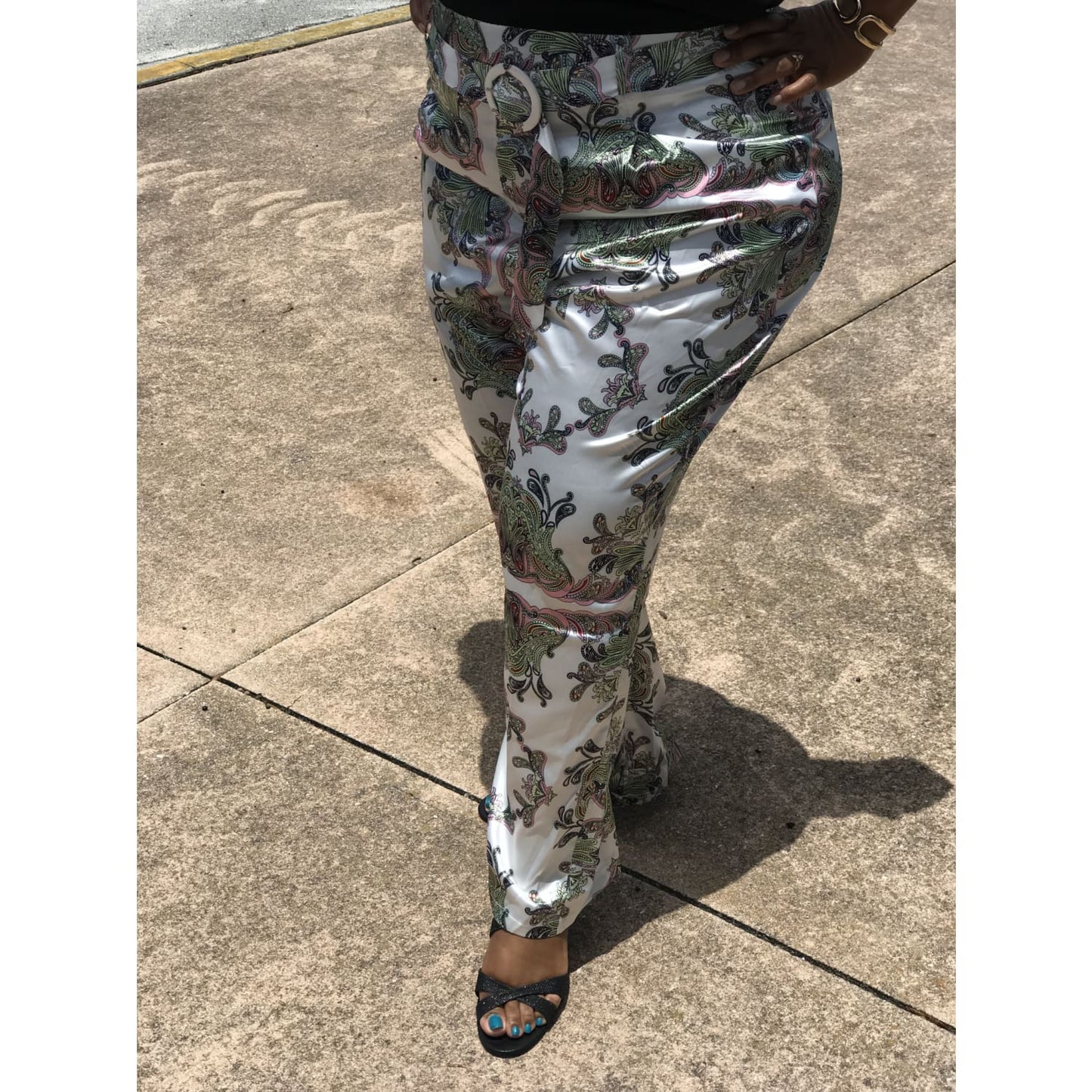 Paisley Print Plus Pants - PANTS