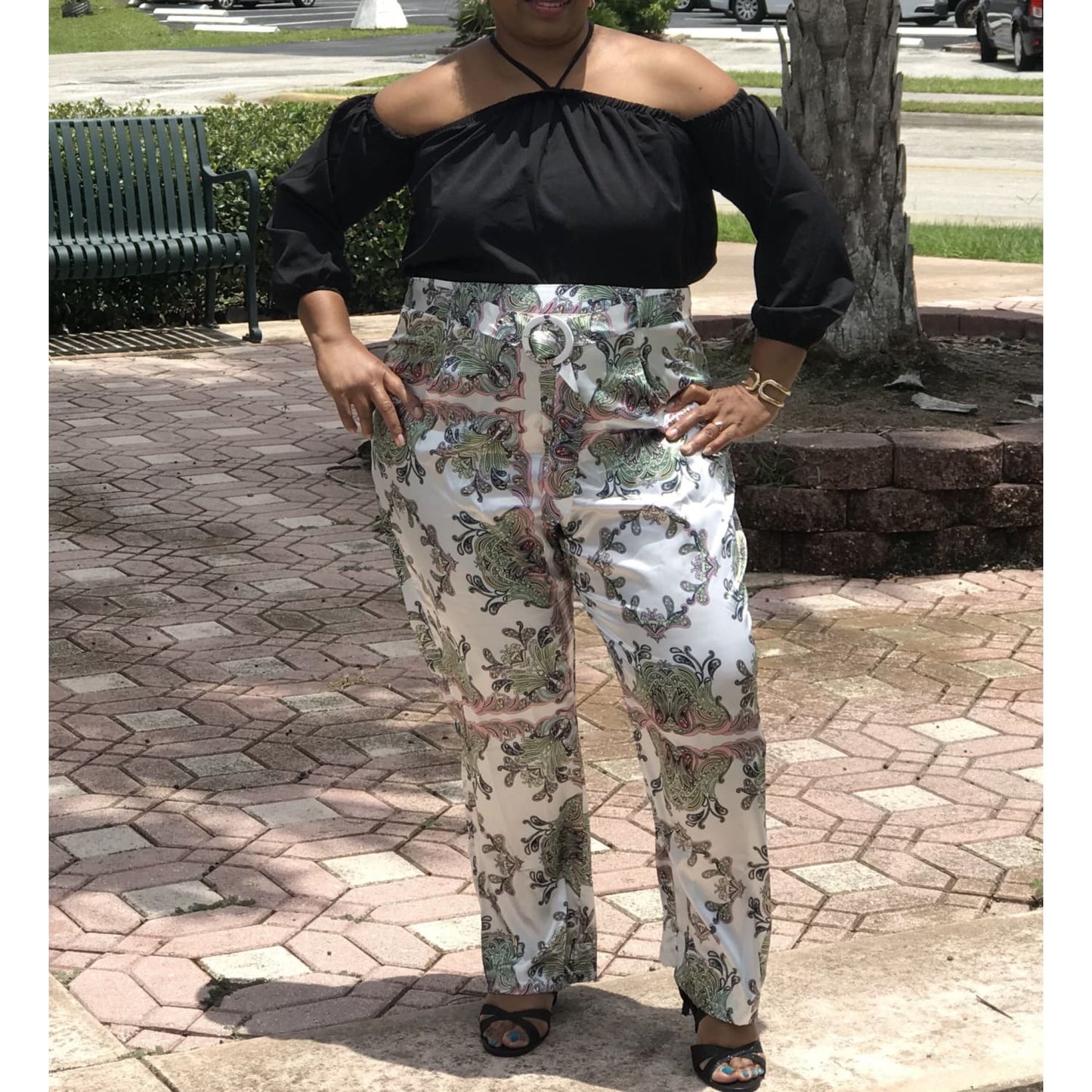 Paisley Print Plus Pants - PANTS