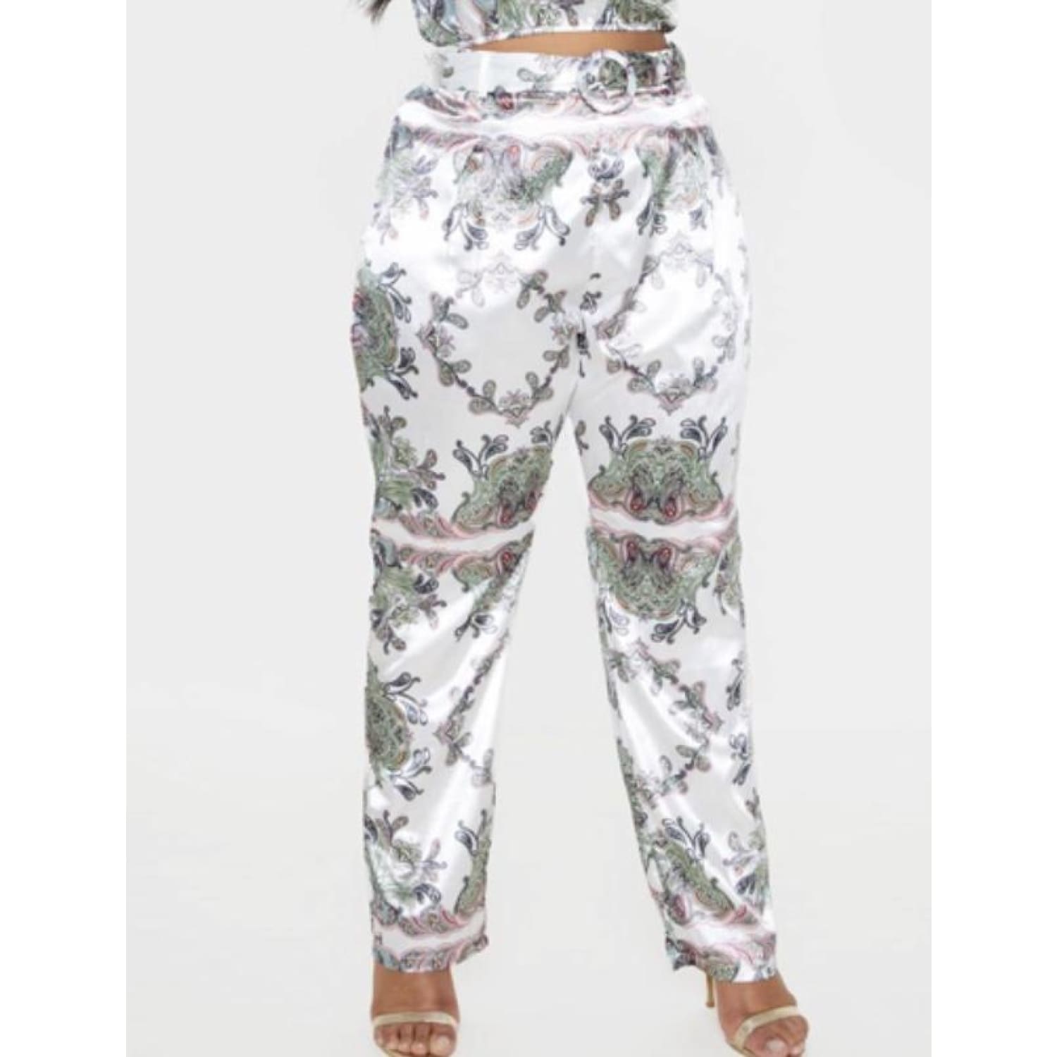 Paisley Print Plus Pants - PANTS