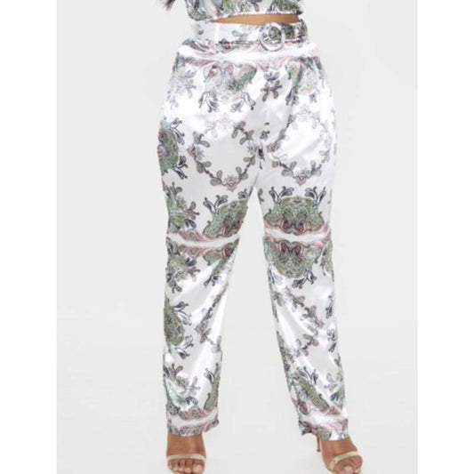 Paisley Print Plus Pants - PANTS