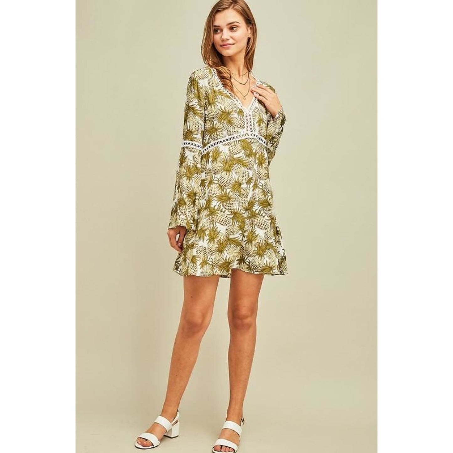 Pineapple Print Dress - DRESSES