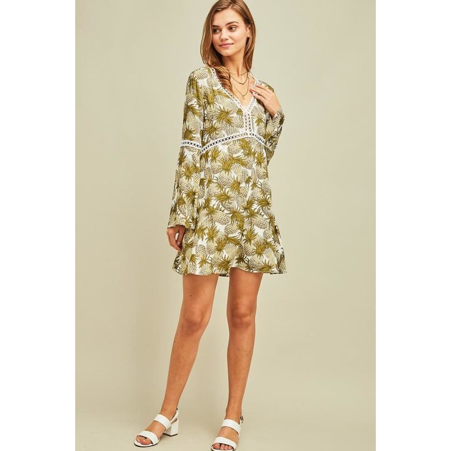 Pineapple Print Dress - DRESSES