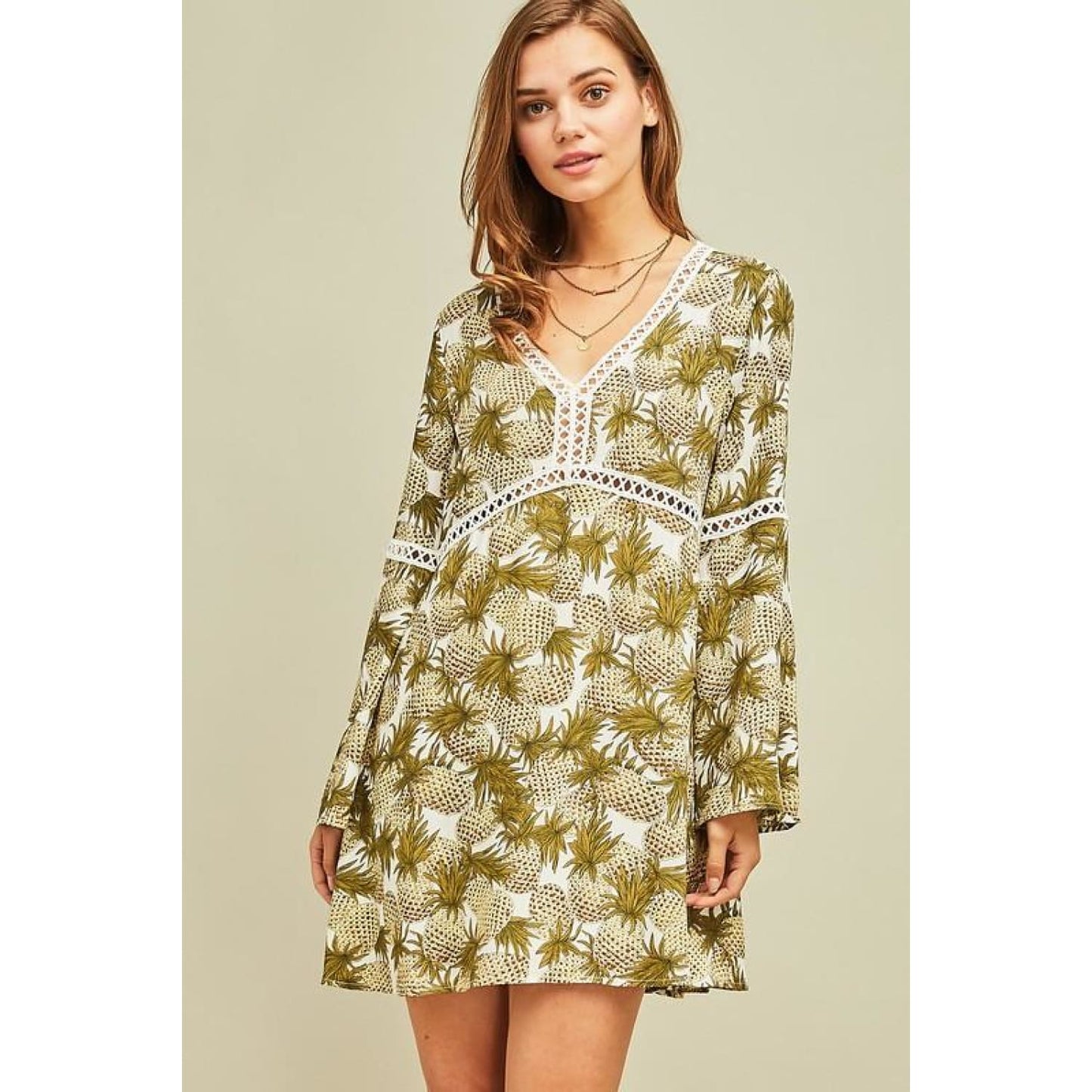 Pineapple Print Dress - DRESSES