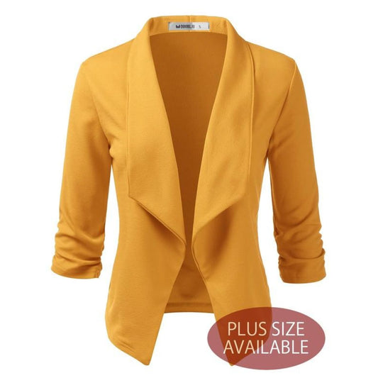 Plus Open Front Blazer Jacket - TOPS