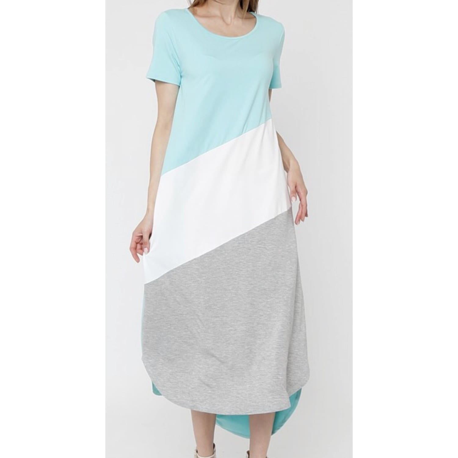 Regular Or Plus Mint Color Block Maxi Dress - Best YOU by HTS