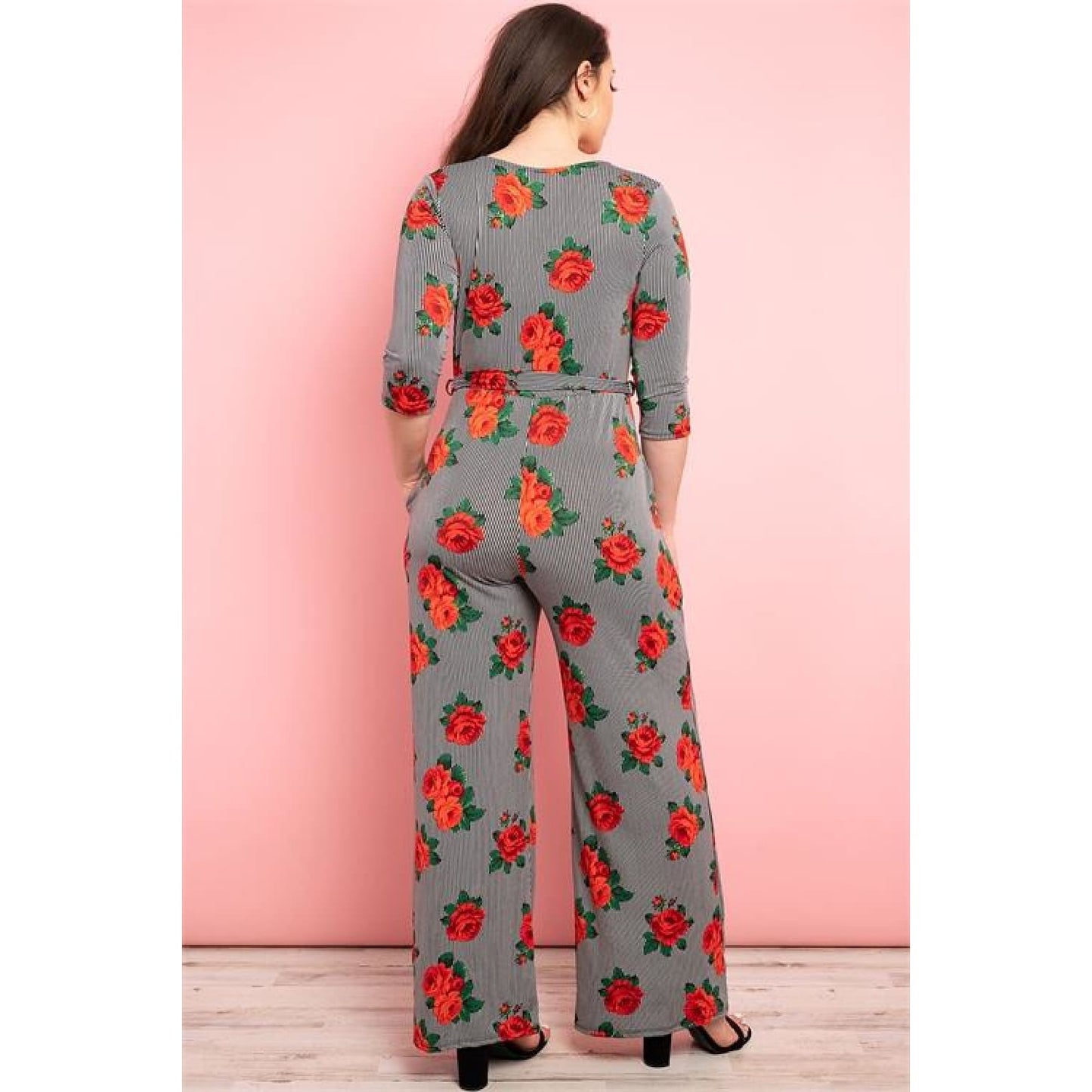 Roses And Stripes Plus Jumpsuit - OUTFITS