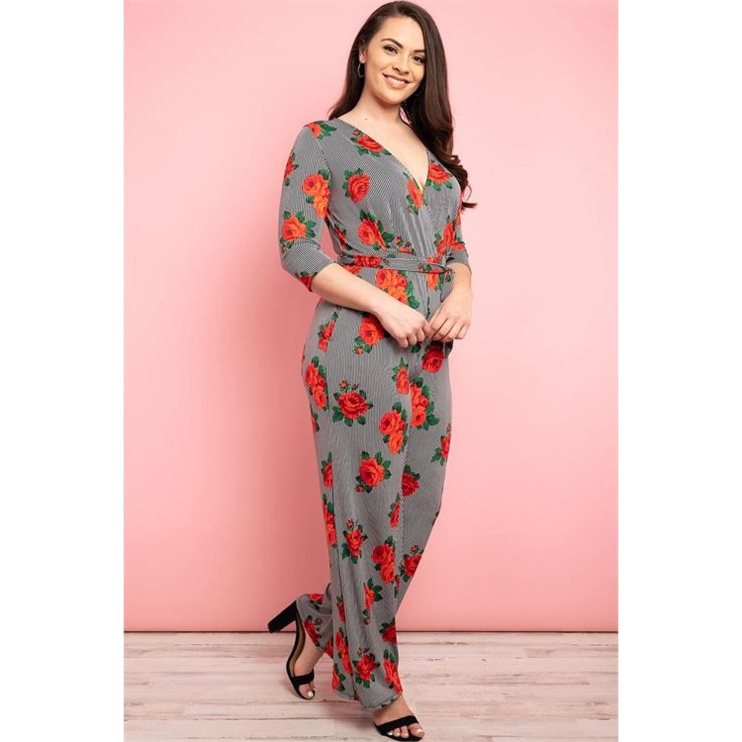 Roses And Stripes Plus Jumpsuit - OUTFITS