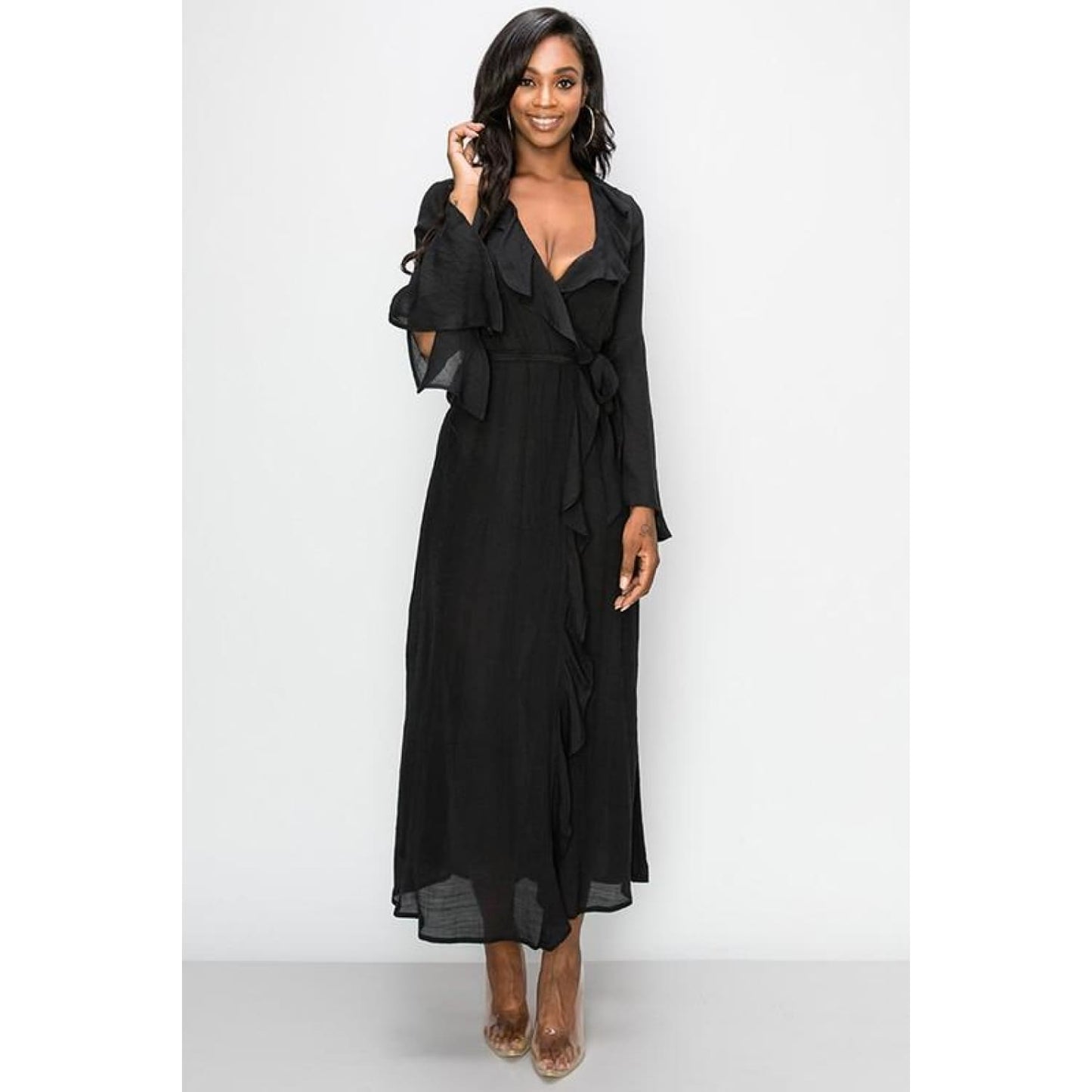 Ruffle Kimono Dress - DRESSES
