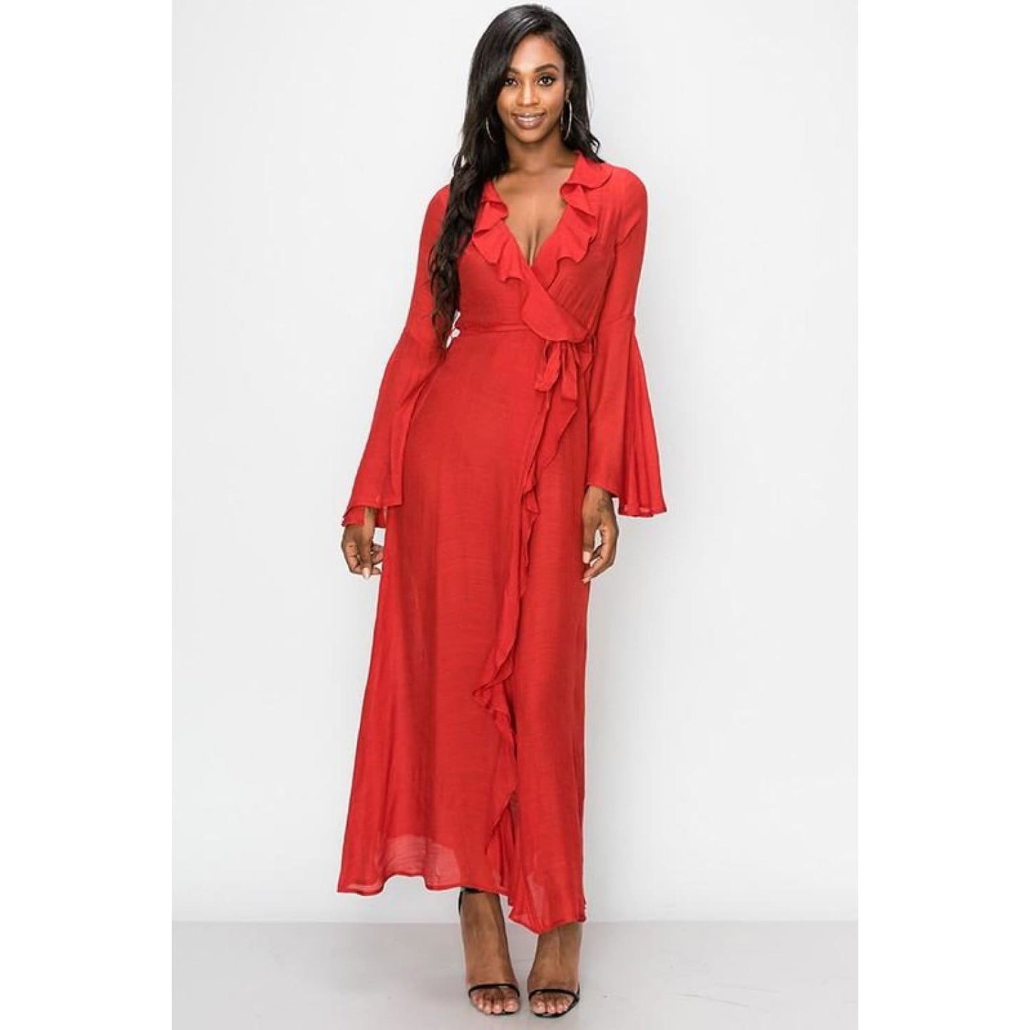 Ruffle Kimono Dress - DRESSES