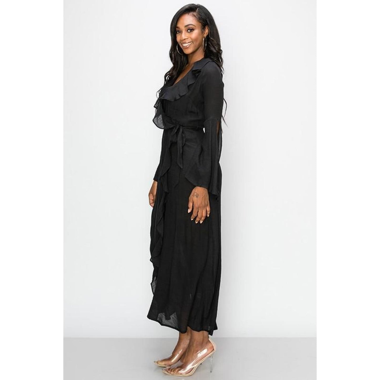 Ruffle Kimono Dress - DRESSES