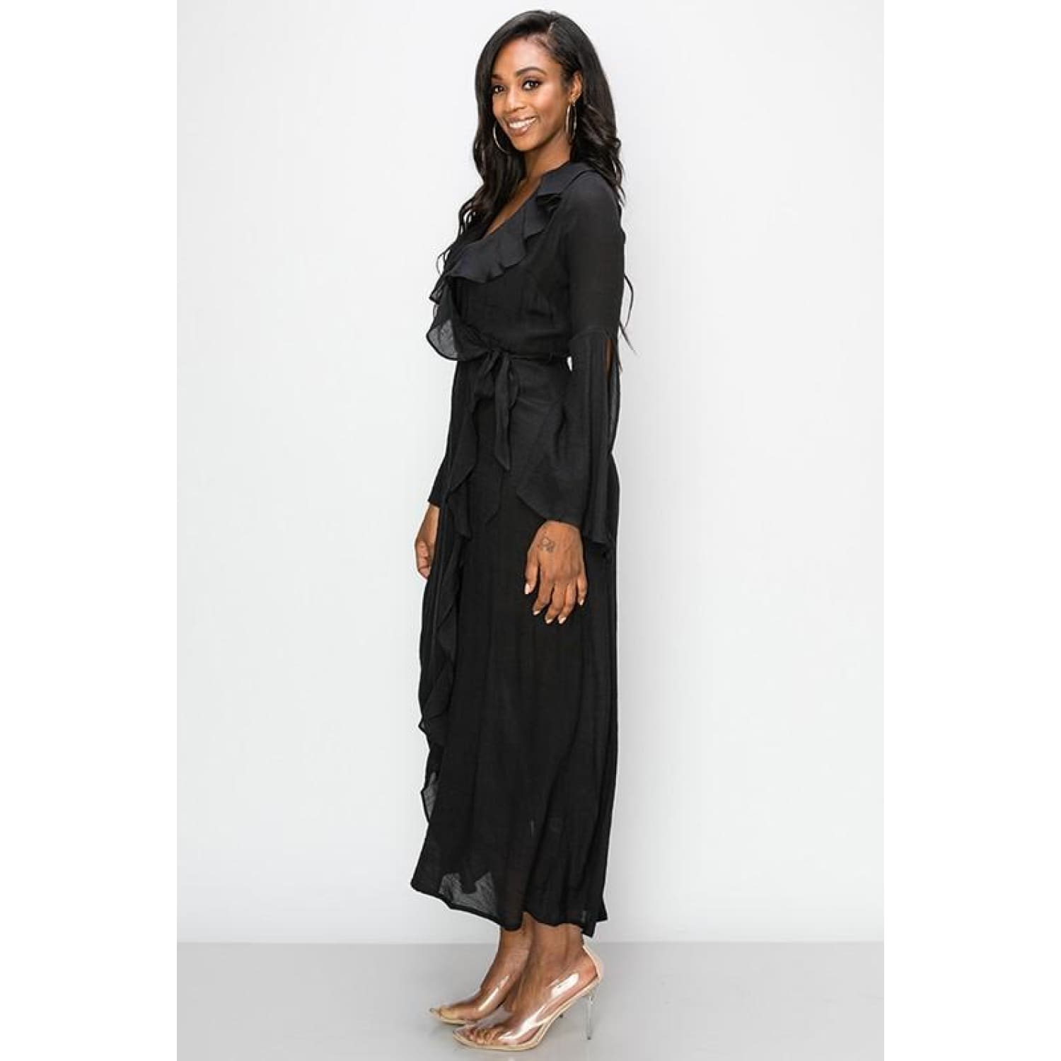 Ruffle Kimono Dress - DRESSES