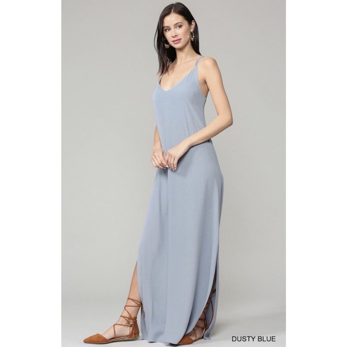 Shift Maxi Dress with Side Slits - DRESSES
