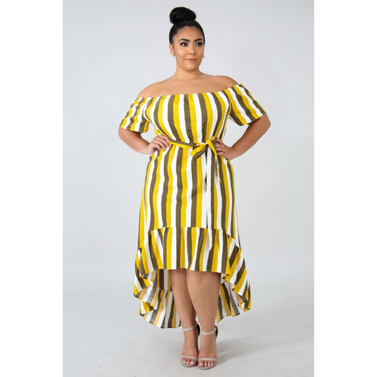 Thankful In Stripes Plus Dress - DRESSES