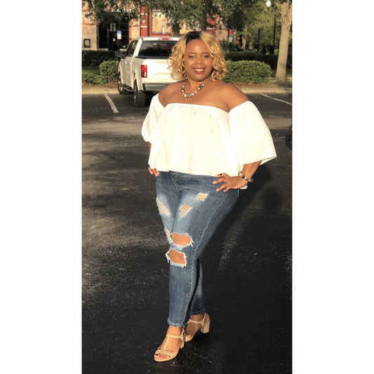 White Off Shoulder Top - Best YOU by HTS