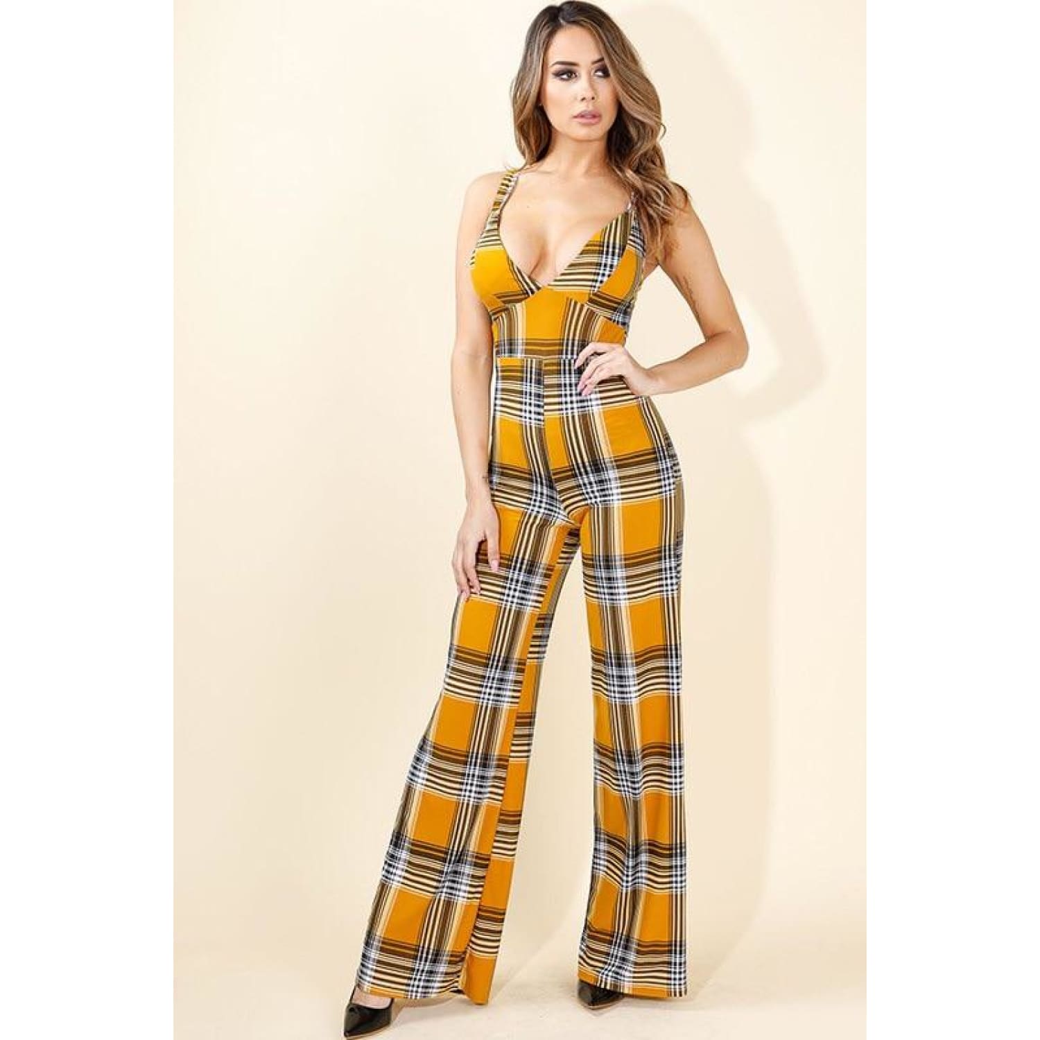 Yellow Plaid Jumpsuit - Best YOU by HTS